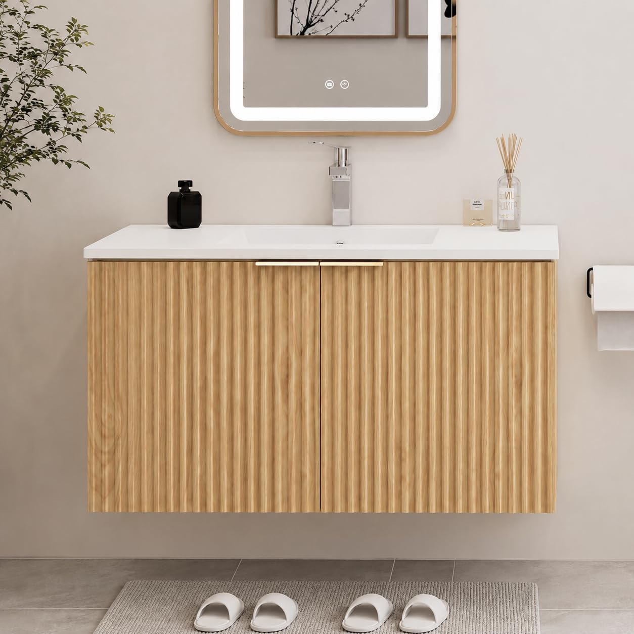 Modern Floating Bathroom Vanit - Wall Organizer Pocket ulasan dan harga