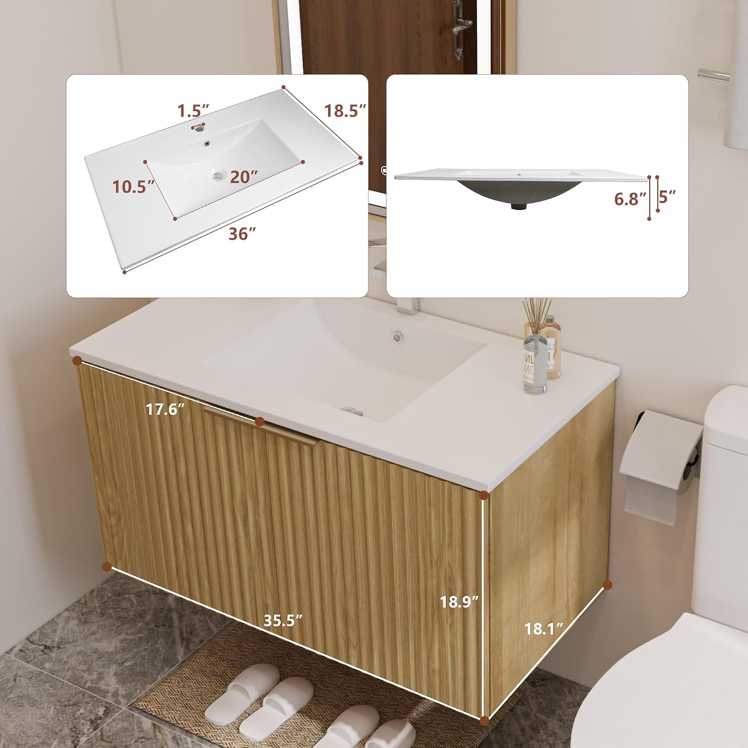 Modern Floating Bathroom Vanit - Wall Organizer Pocket ulasan dan harga