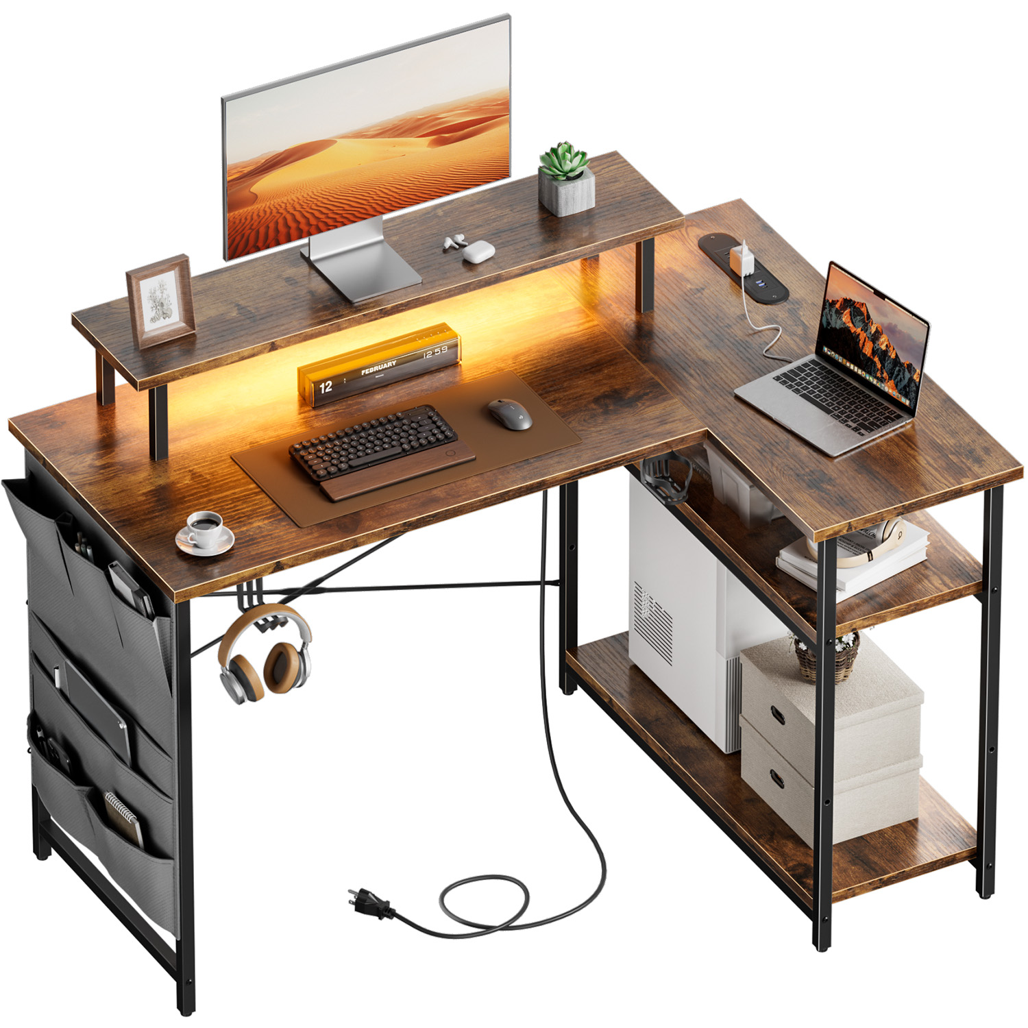 L-Shaped Computer Desk, Featur - Office X Furniture ulasan dan harga