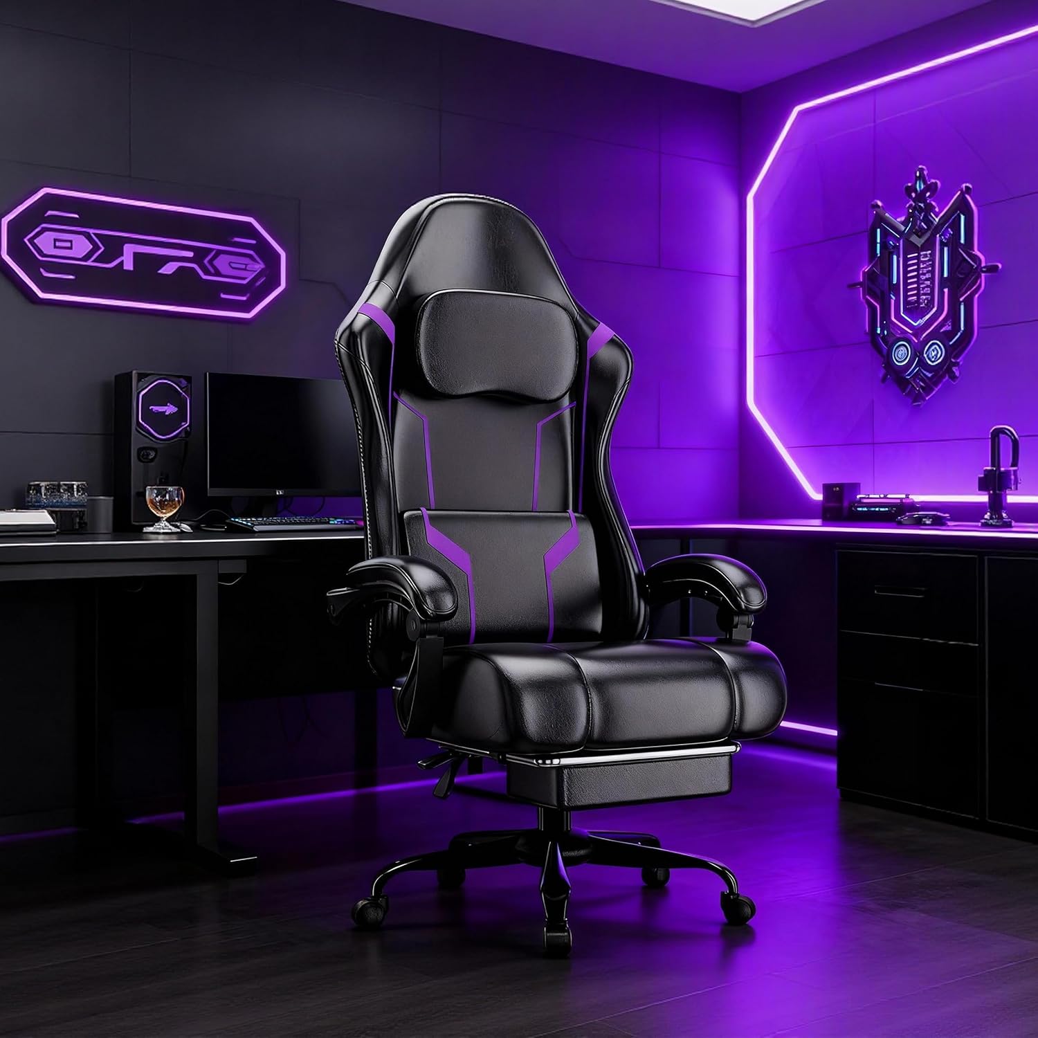 Ergonomic Gaming Chair with Po - Office Footrest Cushion ulasan dan harga
