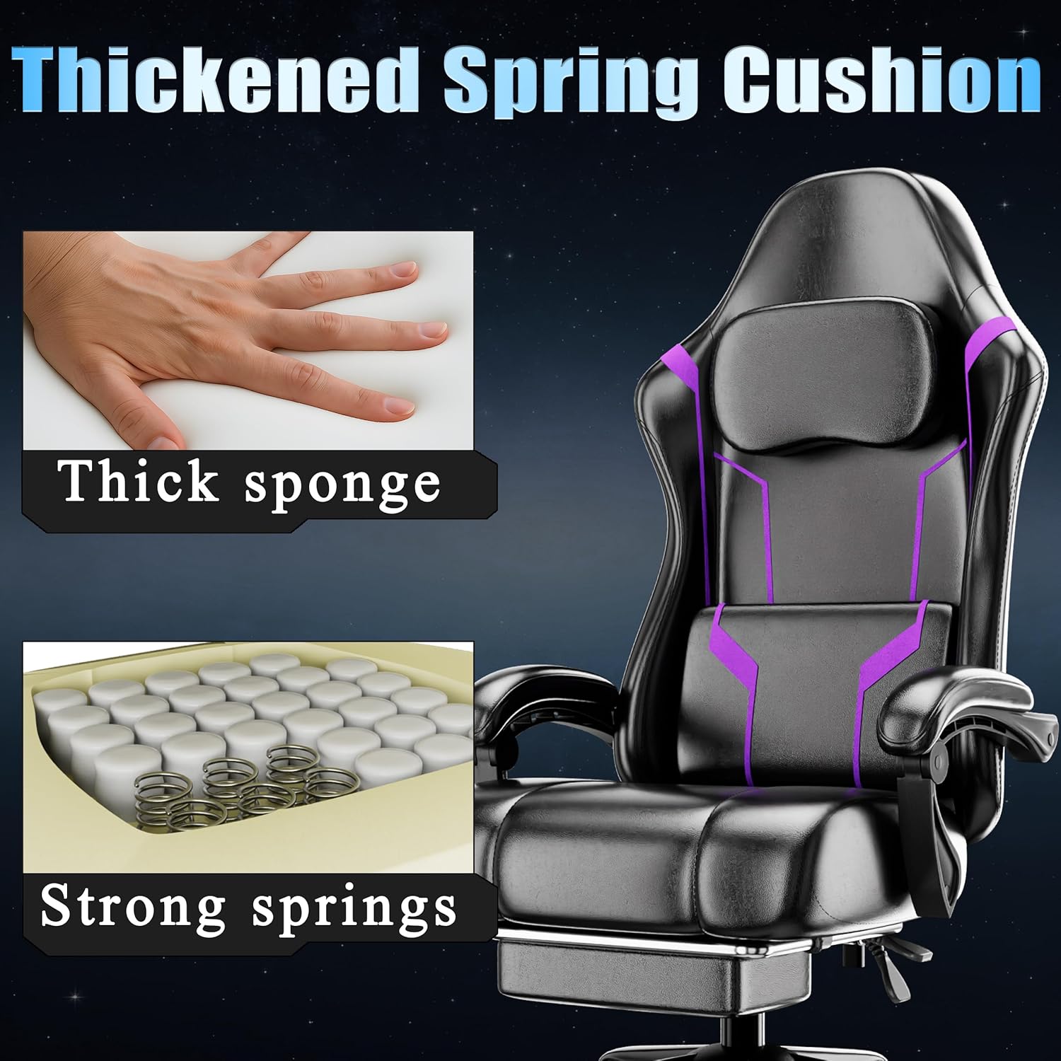 Ergonomic Gaming Chair with Po - Office Footrest Cushion ulasan dan harga