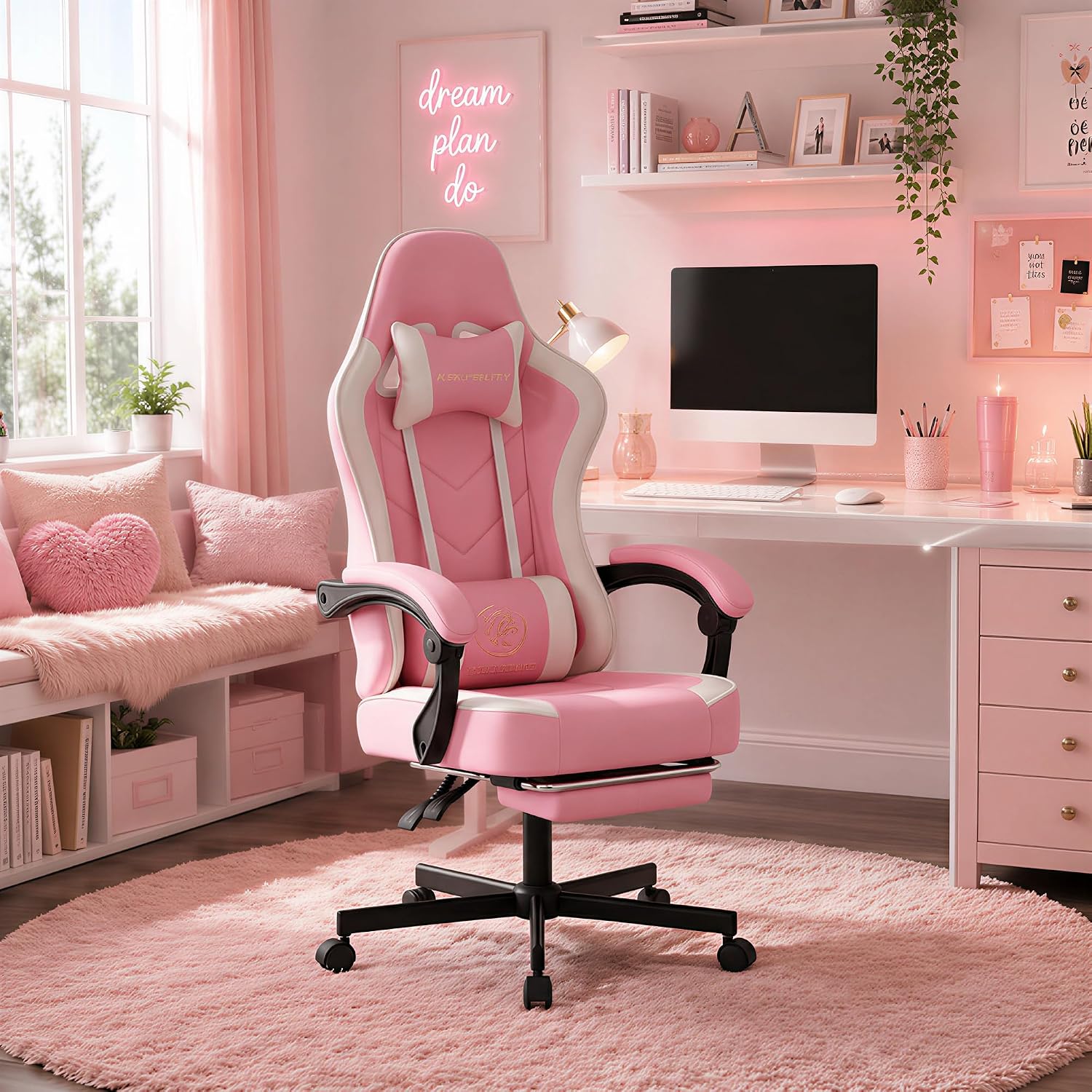 Ergonomic High Back Gaming Cha - Office Footrest Cushion ulasan dan harga