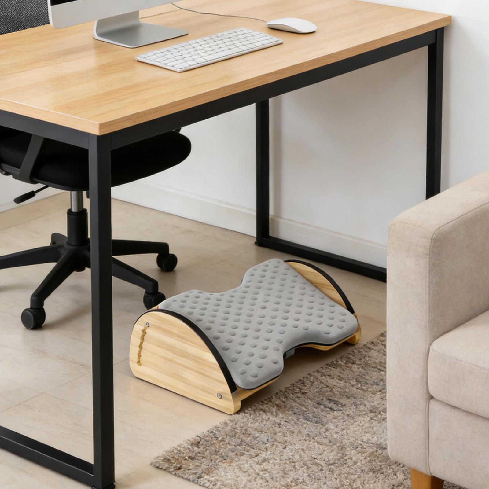 Adjustable Office Bamboo Footr - Office Footrest Cushion ulasan dan harga