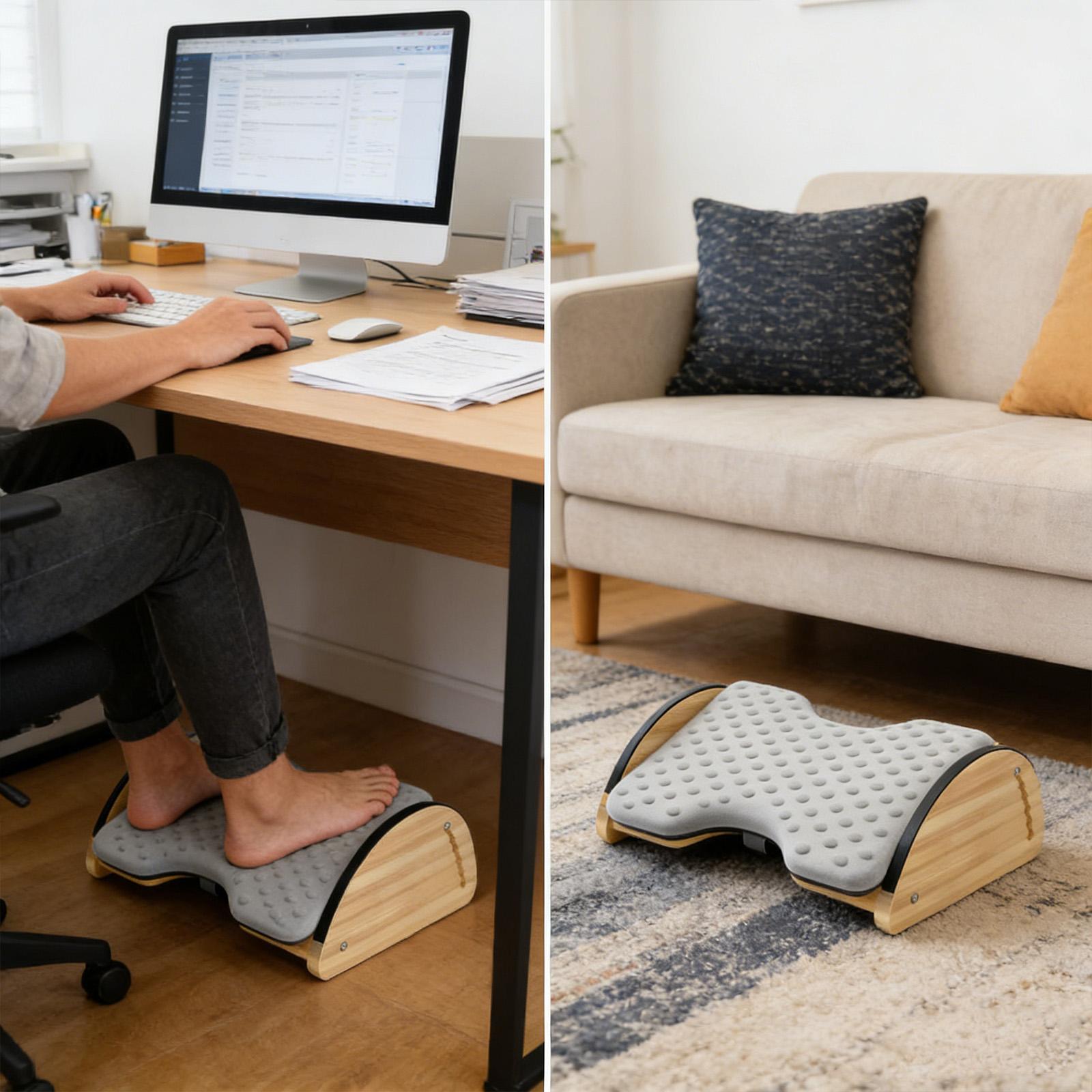 Adjustable Office Bamboo Footr - Office Footrest Cushion ulasan dan harga